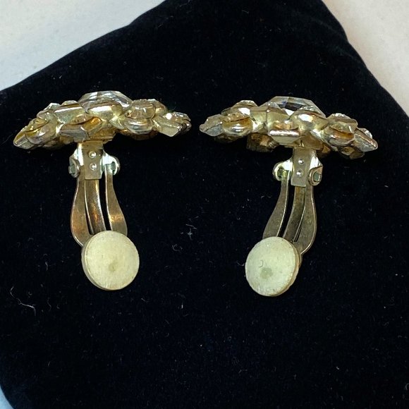Vintage mid 1990s Clear Stones Clip-on Earrings - Picture 3 of 4